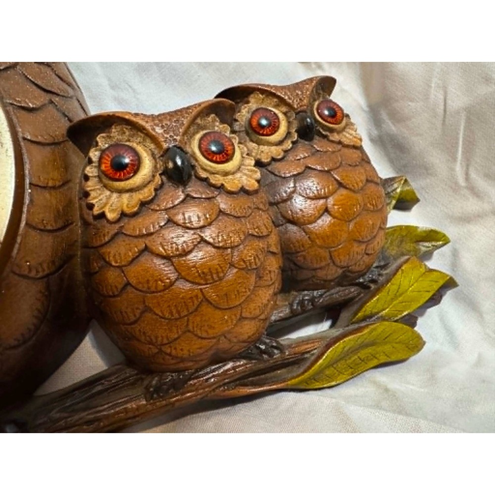 Tested Vintage New Haven Owl Family Wall Clock 1970s - Picture 4 of 7